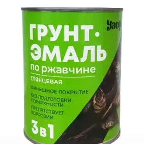 грунт-эмаль по ржавчине черный Узор  0,8 кг   глянц.